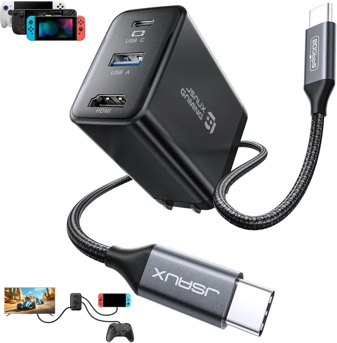 TIZOPO TIZOPO 65W Switch Dock 4K@60Hz HDMI USB A 2.0 USB C PD Charger Dock — product photo