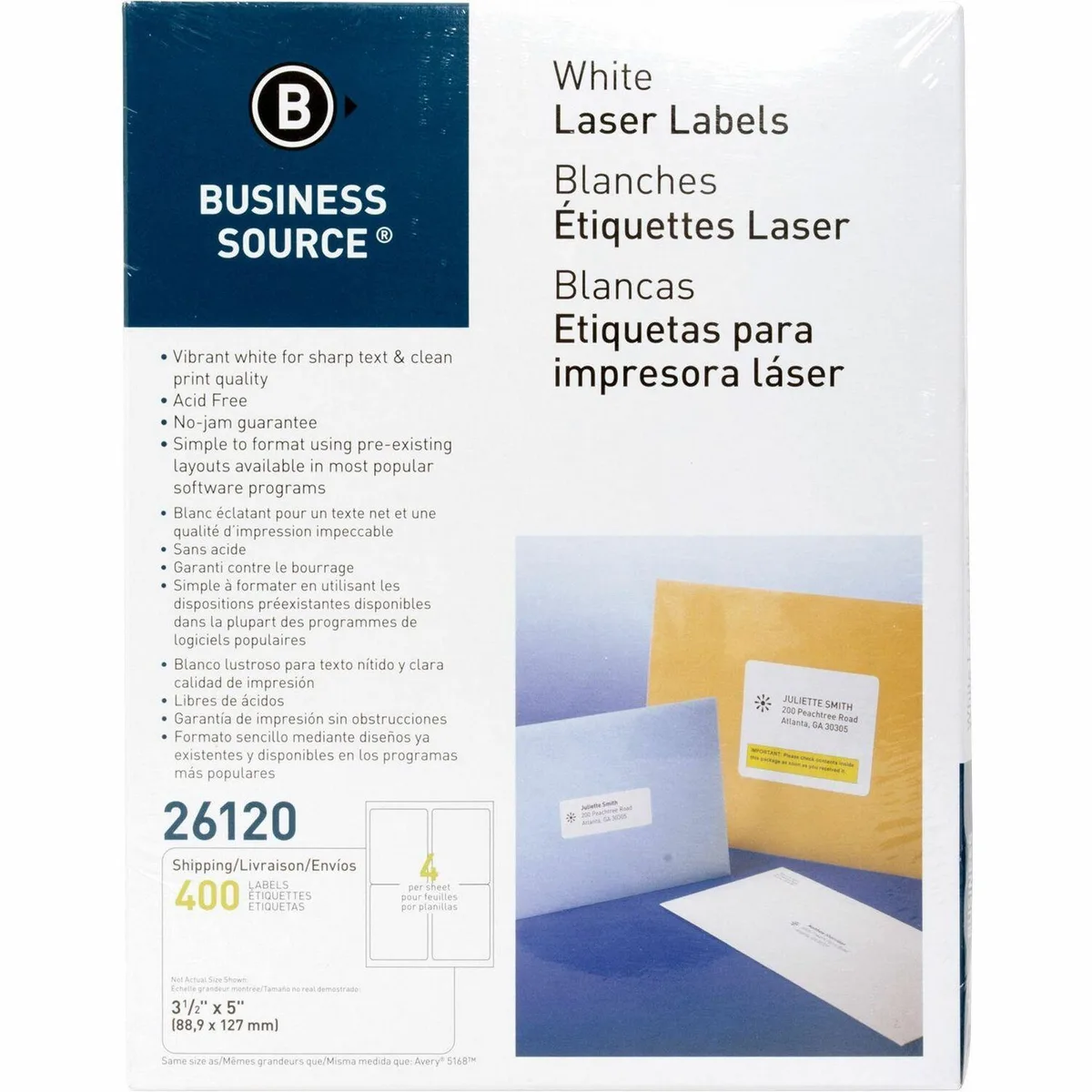 Business Source Business Source 26120 White Mailing Labels 400 Pack — product photo