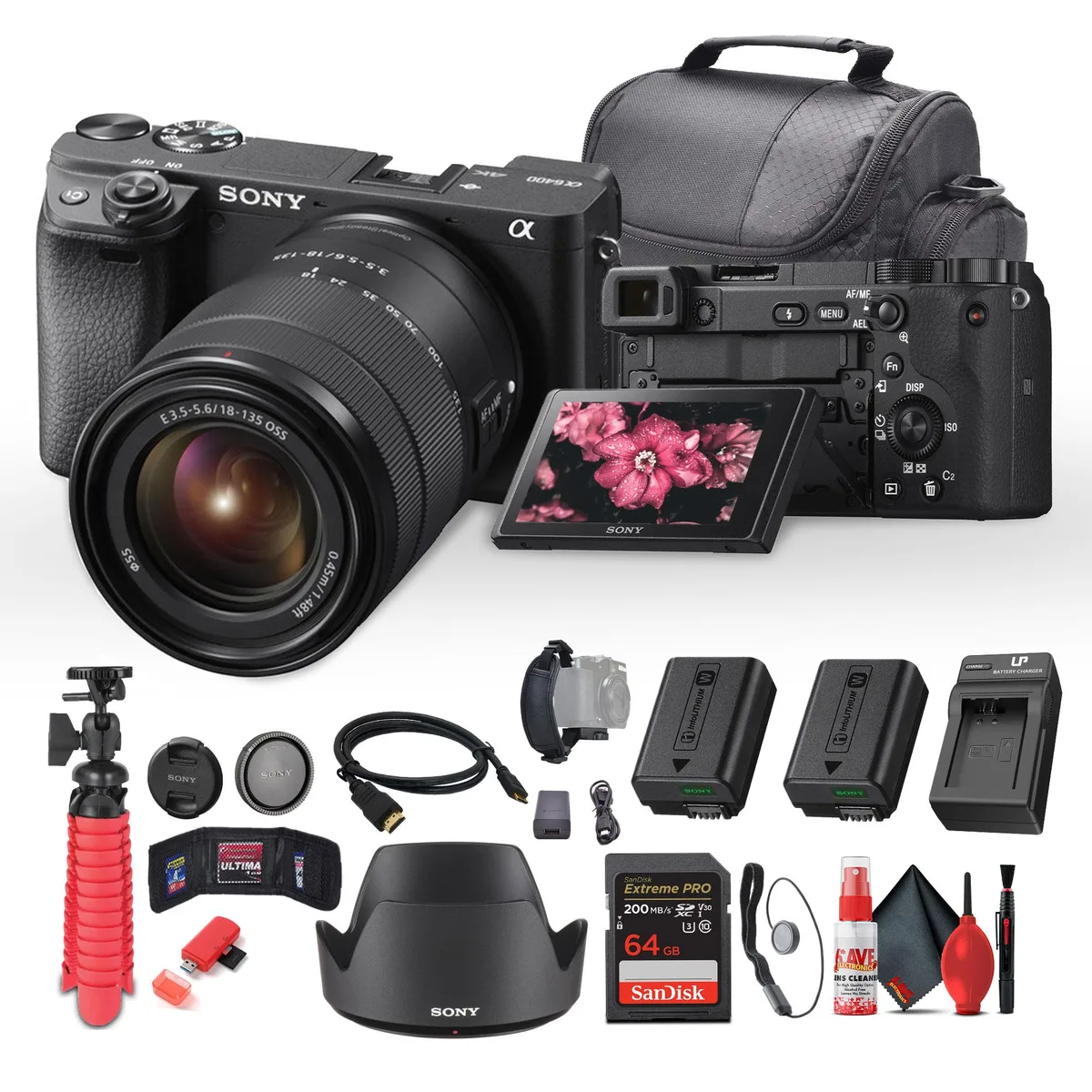 Sony Sony a6400 Mirrorless Camera Kit 18-135mm Lens 64GB Bundle — product photo