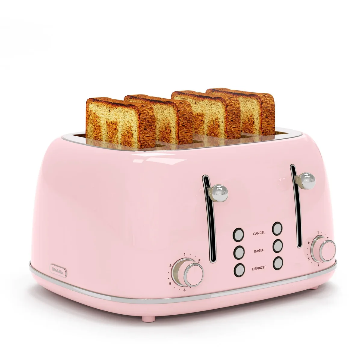  KITCHMIX WT-340A 4-slice toaster, pink, 1.5" slots, 1650 W — product photo