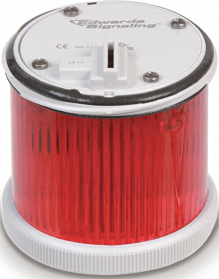 Red cylindrical LED tower light module 70 mm diameter polycarbonate housing 120V AC
