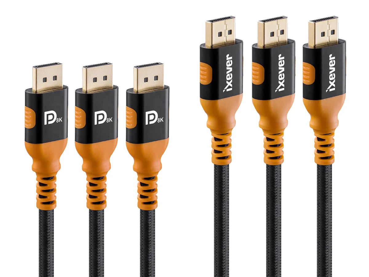 iXever iXever DP14C2M-3P DisplayPort 1.4 cable 2 m 3-pack 8K 60 Hz 4K 144 Hz 32.4 Gbit/s — product photo