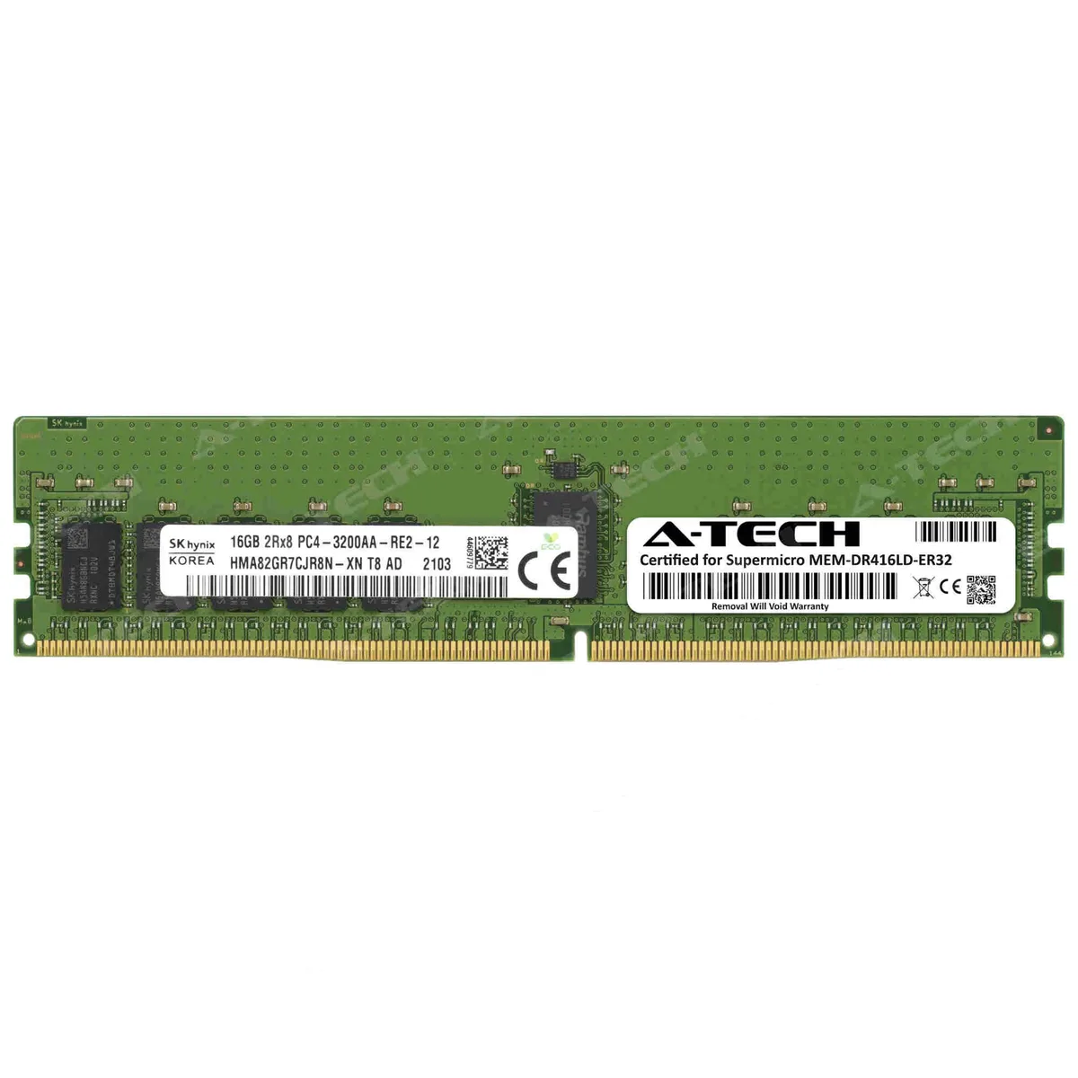 A-Tech A-Tech Supermicro Certified 16GB DDR4 3200MHz CL22 ECC Registered 2Rx8 288-Pin Server RAM — product photo