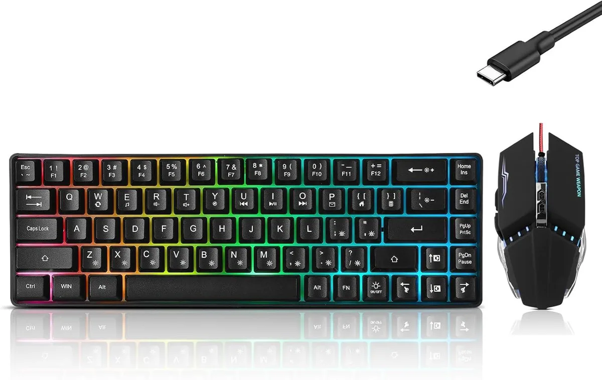 usbroway usbroway 60% Gaming Keyboard &amp; Mouse Combo 61 Keys 3200 DPI Black — product photo