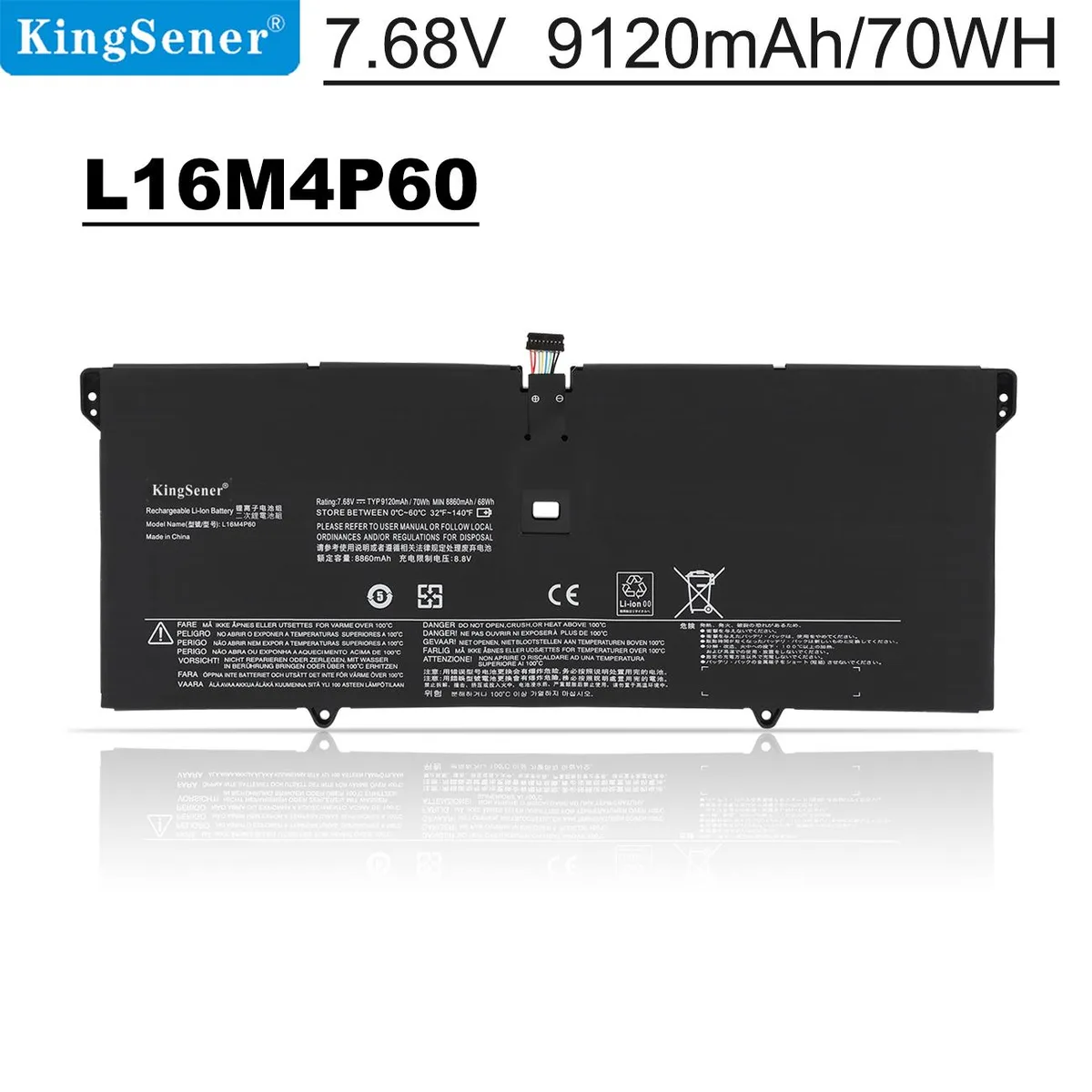 KingSener KingSener L16M4P60 9120mAh 7.68V laptop battery — product photo