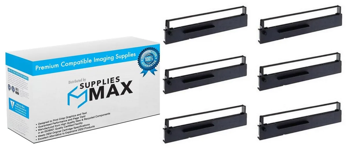SuppliesMax SuppliesMax NMS1041 Black Printer Ribbon 6 Pack — product photo