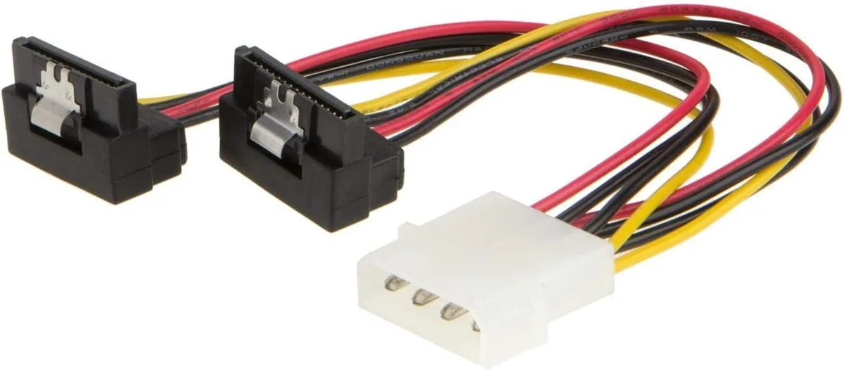 CableCreation CableCreation 6-Inch Molex 4 Pin to 2 x SATA 15 Pin Down Angle Female Power Cable 2-Pack — product photo