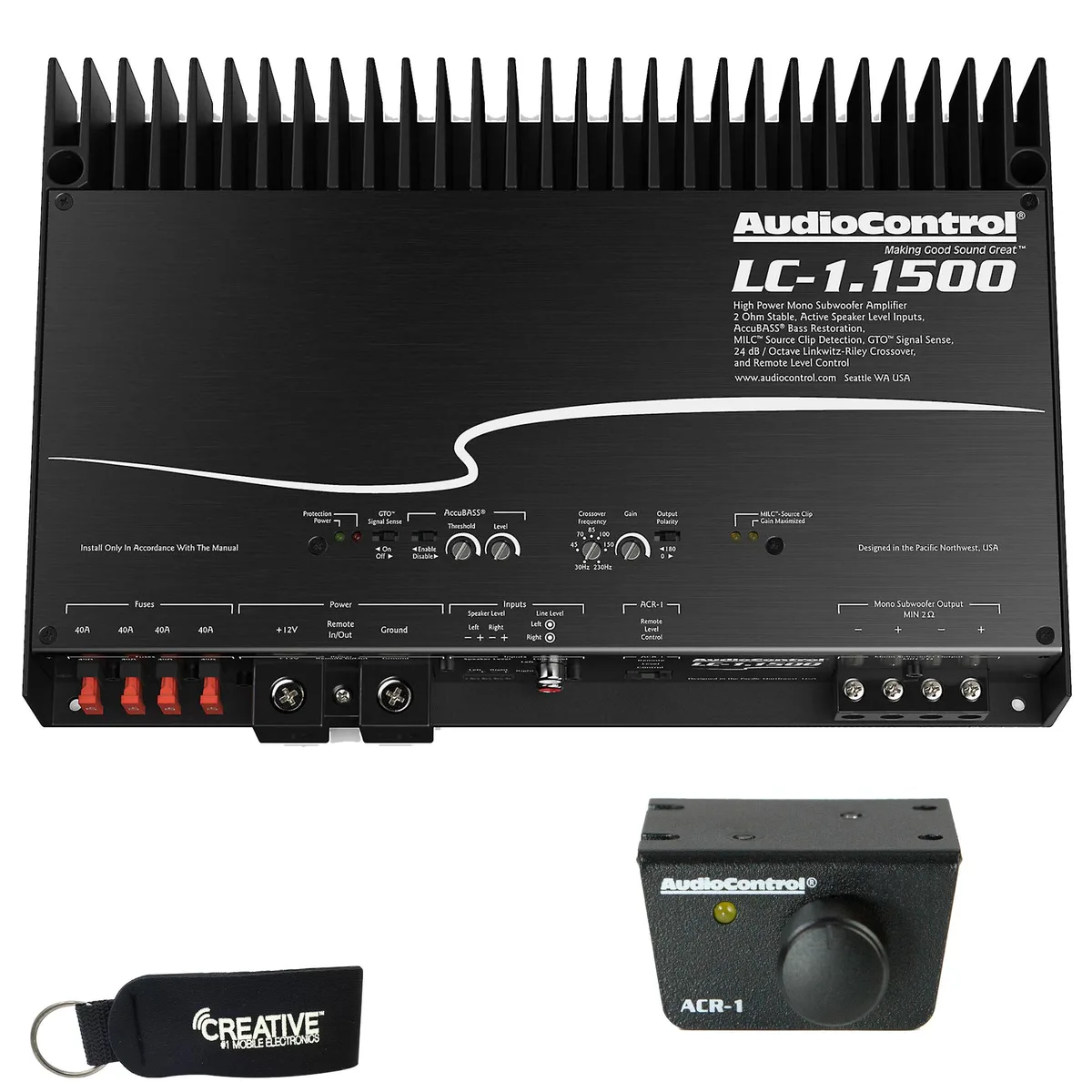 Audiocontrol AudioControl LC-1.1500 Mono Subwoofer Amplifier &amp; ACR-1 Dash Remote car amplifier — product photo
