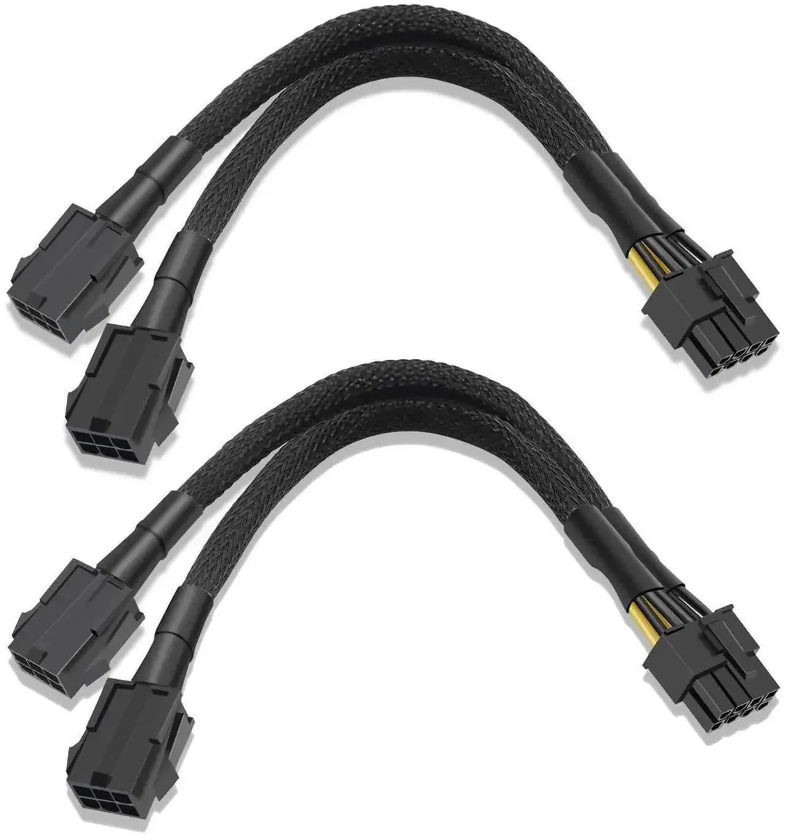 SMUGDESK SMUGDESK Dual 6 Pin Female to 8 Pin Male GPU Power Splitter Cord 2-Pack 24cm 9.5 Inch Sleeved — product photo