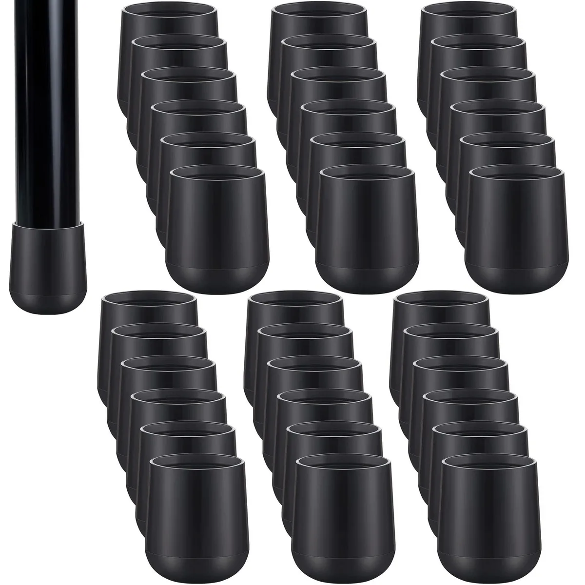  36 Folding Chair Leg Caps 7/8 Inch Black FS-Jetec-146595 — product photo