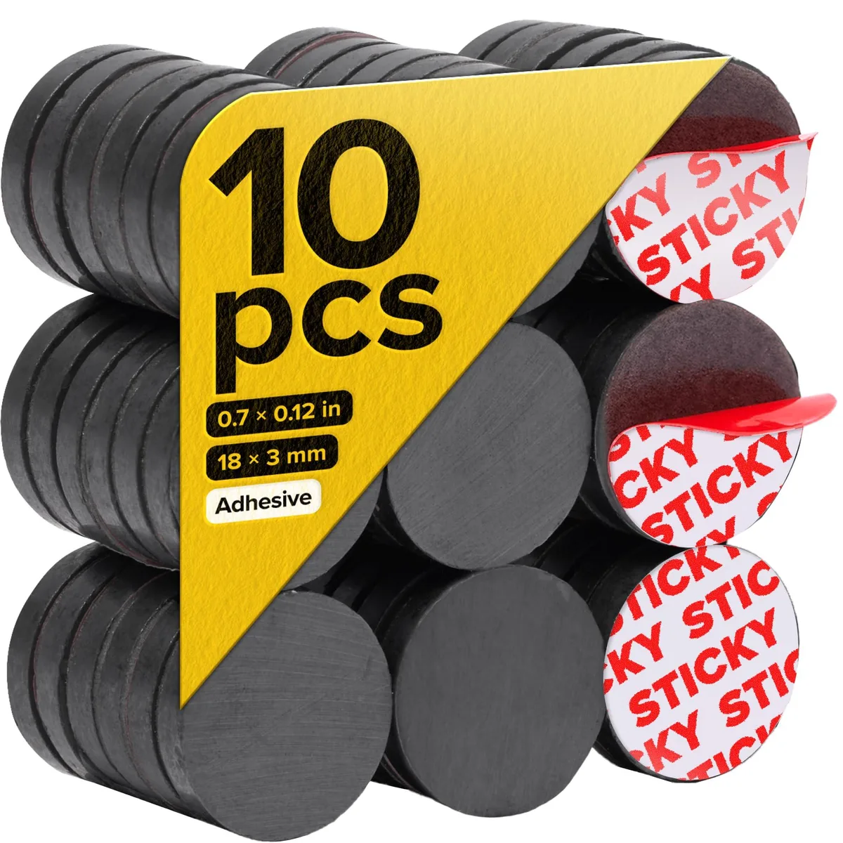 Ten small grey ceramic discs with adhesive backing
