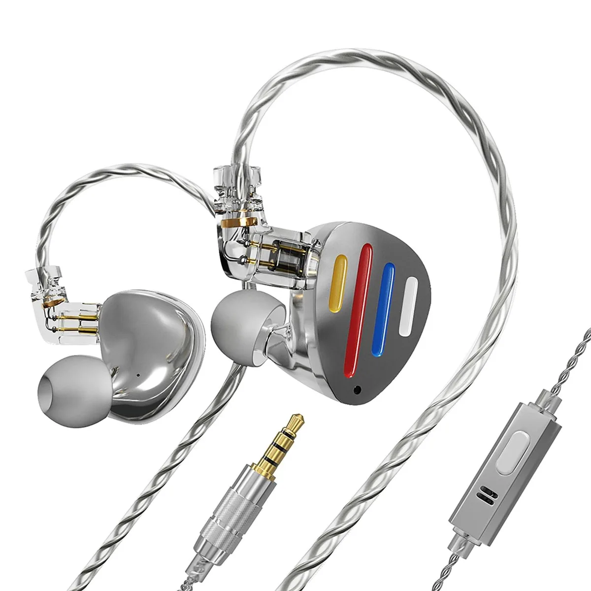 Aluminium alloy in-ear monitors with detachable silver-plated 2-pin cable