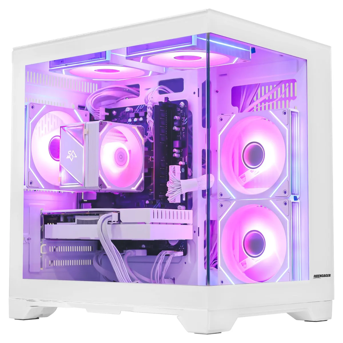 Hoengager Hoengager Gaming PC Ryzen 5 5500 RX 6500 XT 16GB DDR4 1TB SSD White — product photo