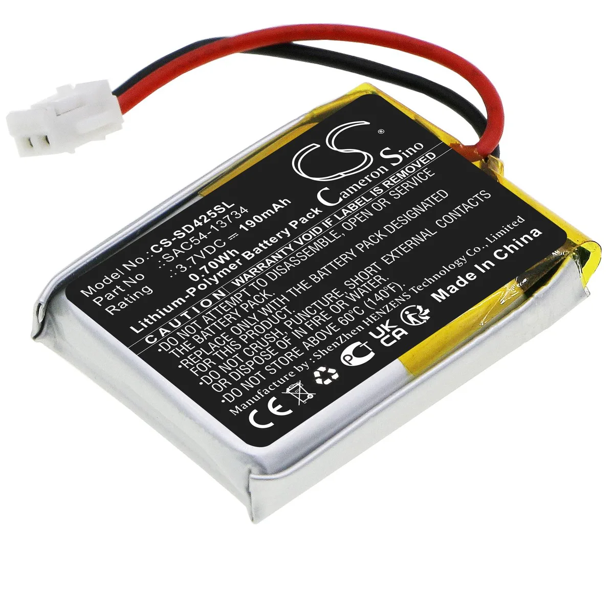 Cameron &amp; Co Cameron &amp; Co DS-CS-SD425SL 3.7V 190mAh Li-Polymer training aid — product photo