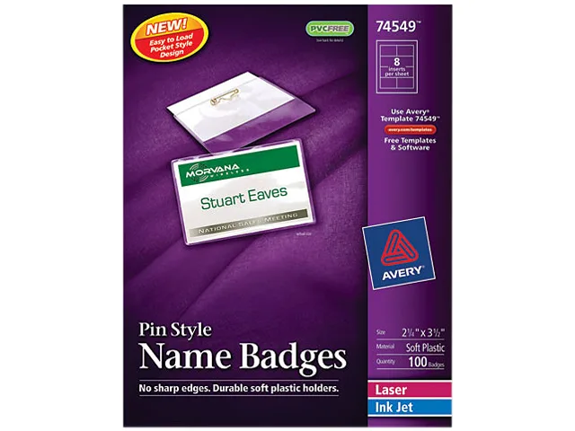 Avery Avery 74549 Badge Holders, Top Loading, White, 100/Box — product photo