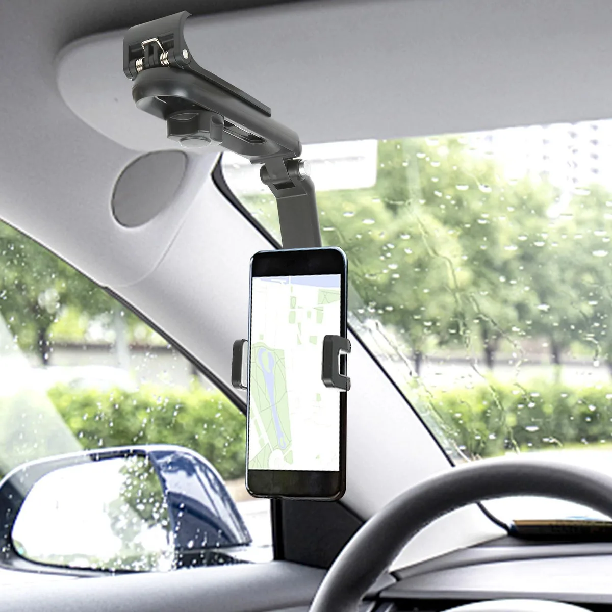 SOEWIOU SOEWIOU Sun Visor Phone Mount 1080° Rotating Grey Black — product photo