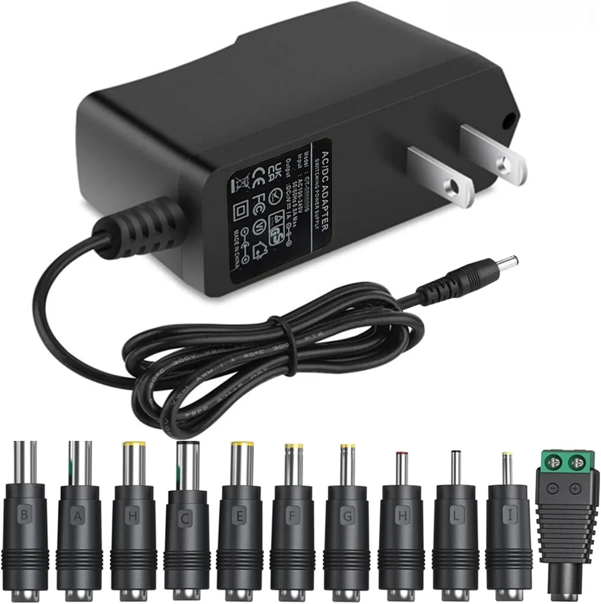 Kenuco Kenuco 12 V 1 A power adapter 11 tips 6 ft — product photo