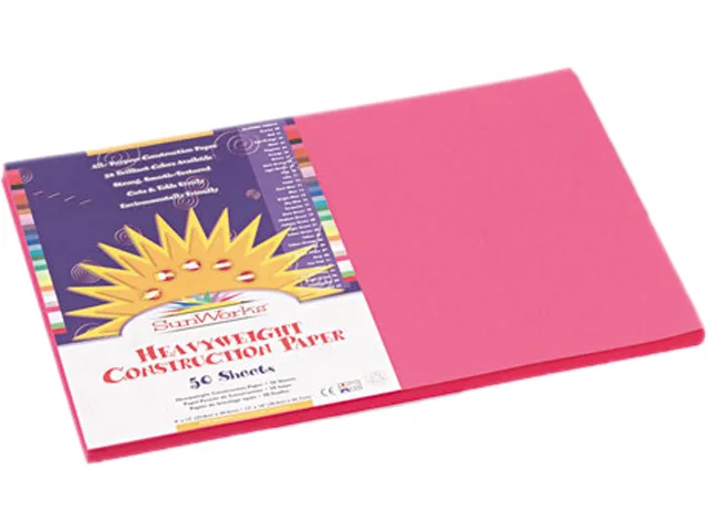 SunWorks SunWorks 9107 Construction Paper, 58 lbs, 12 x 18, Hot Pink, 50 Sheets — product photo