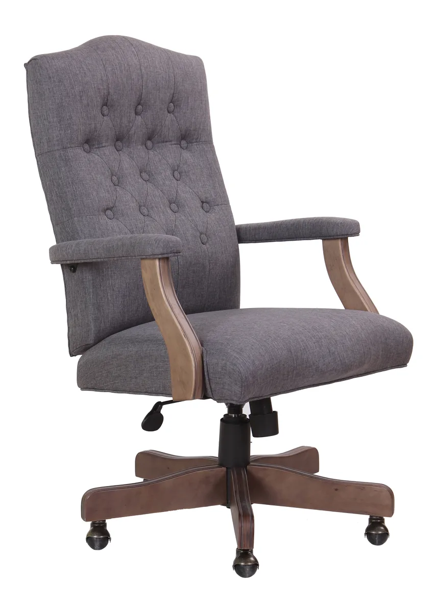 BOSS Office Products BOSS Office Products B905DW-SG Slate Grey Linen Office Chair Driftwood Frame 275 lb — product photo