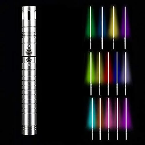 Silver dual-hilt lightsaber with removable blade, 11 color modes