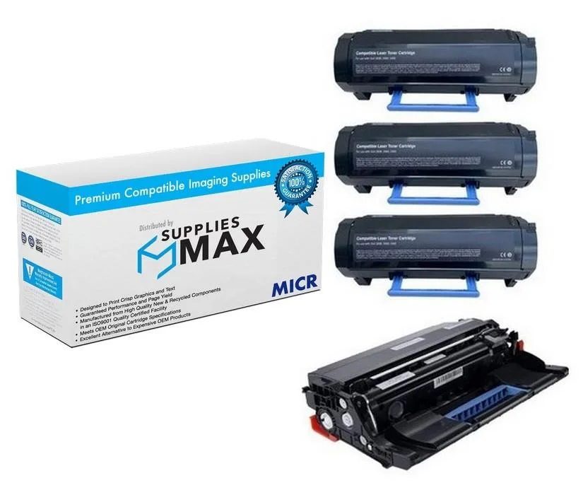 SuppliesMax SuppliesMax MICR Drum Unit &amp; 3 High Yield Toners for Dell B3465DN/DNF — product photo
