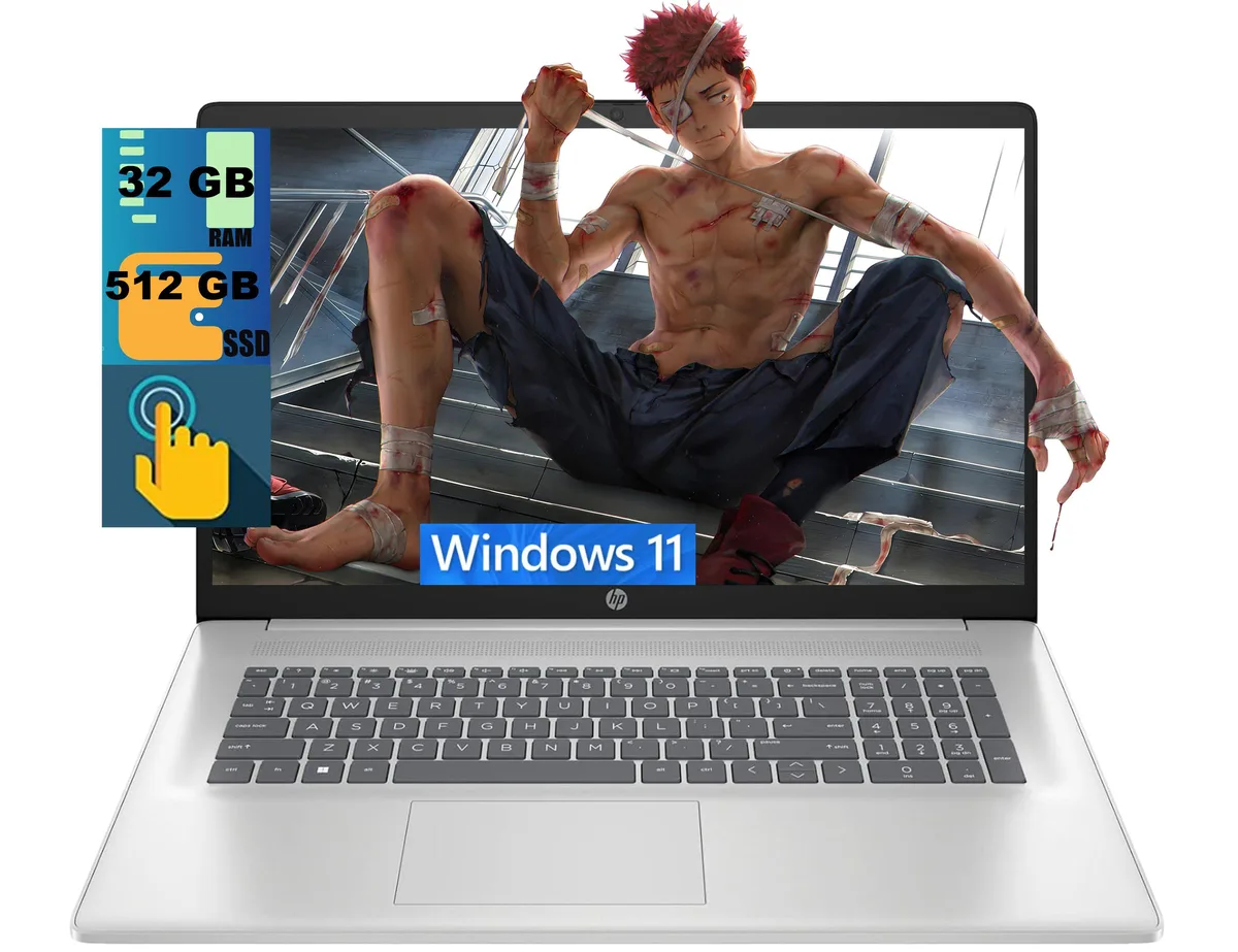 HP HP 17 laptop Intel Core Ultra 7 255U 32GB DDR5 512GB 17.3" HD+ touchscreen — product photo