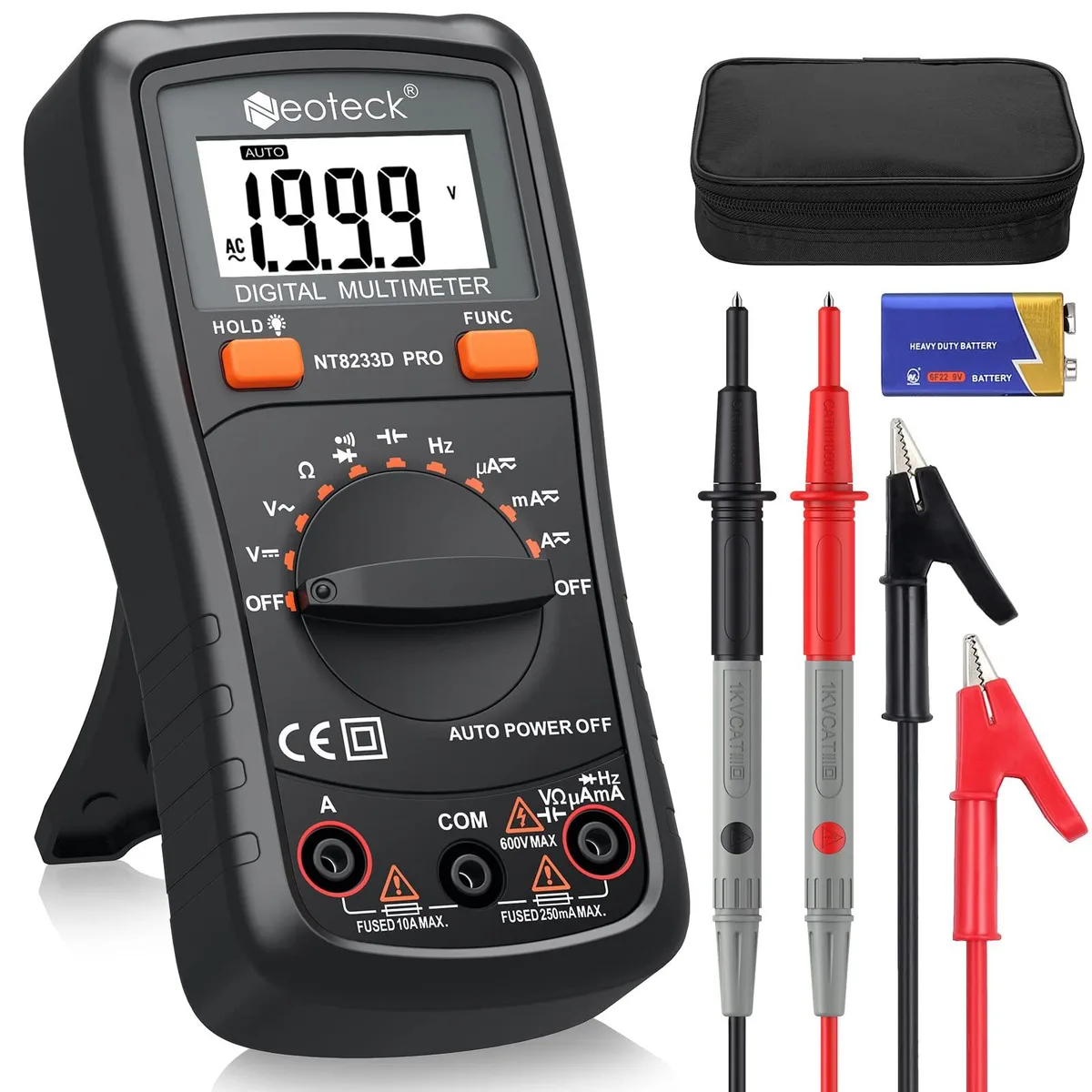 KEHIPI KEHIPI 8233D PRO Auto-Ranging Digital Multimeter 2000 Counts Black — product photo