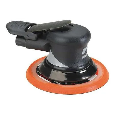 Silver pneumatic orbital sander palm grip 6 inch disc hook loop pad model 56859