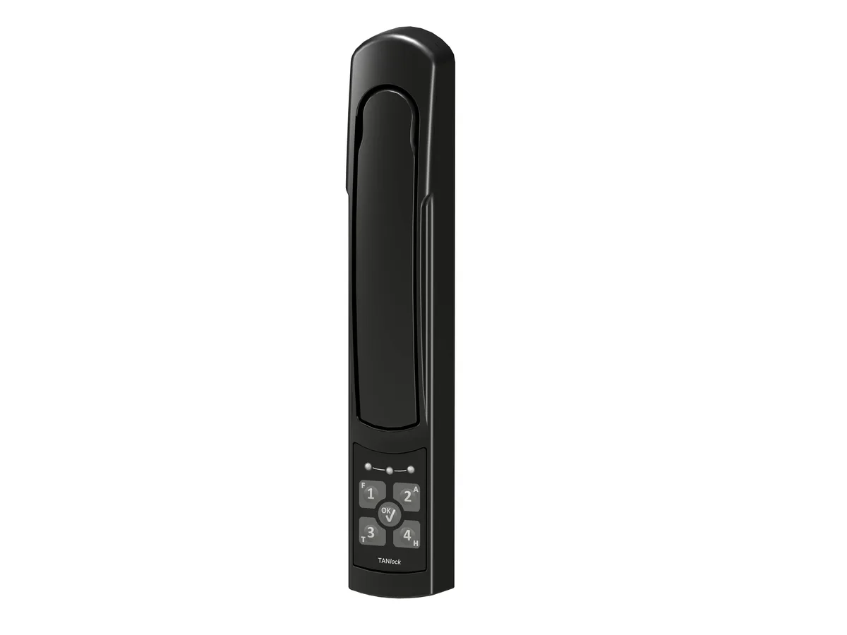 Vertiv VRA7003 security handle with RFID reader, silver metal finish