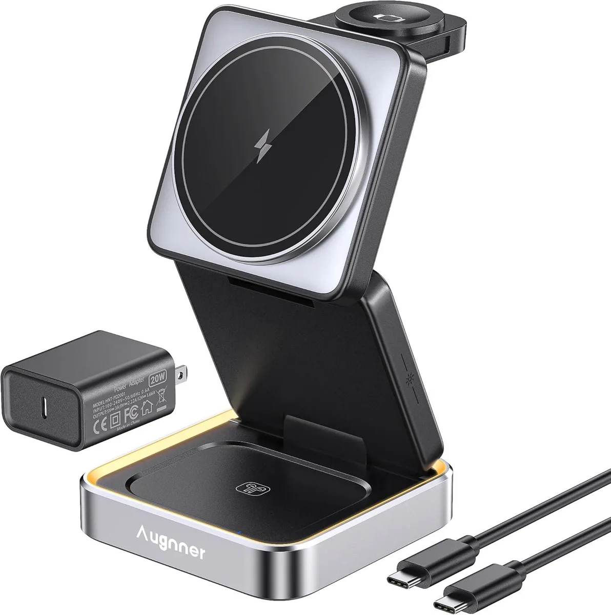 FLEANE FLEANE 3-in-1 Foldable Wireless Charger 15W Night Light 20W Adapter — product photo