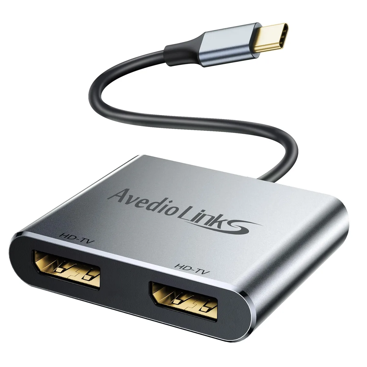 KEHIPI KEHIPI USB-C to Dual DisplayPort Adapter 4K 60Hz Dual 144Hz Single Grey — product photo