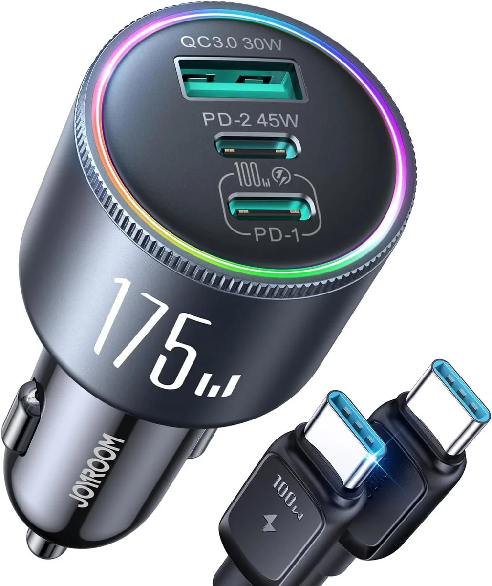 Hamzan Hamzan 175W 3-Port GaN Car Charger with USB-C Cable — product photo