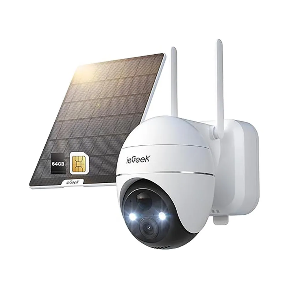 ieGeek ieGeek 4G LTE Cellular Security Camera 2K 360° 64GB SD SIM 9000mAh White — product photo
