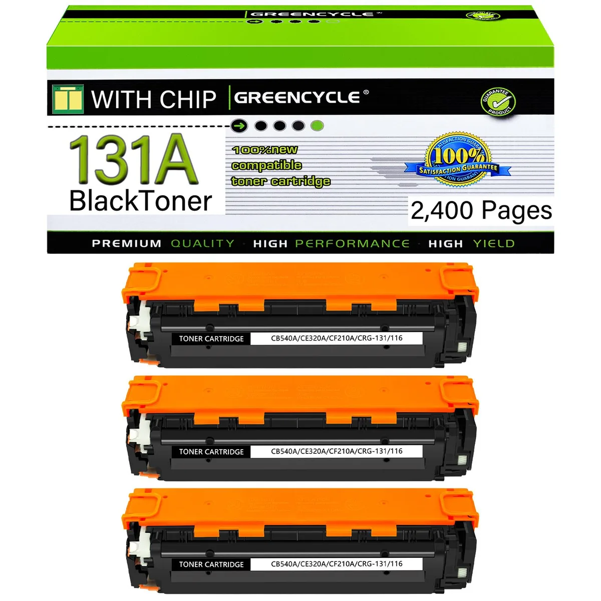 GREENCYCLE GREENCYCLE 131A CF210A Black Toner Cartridge 3 Pack 2200 pages — product photo