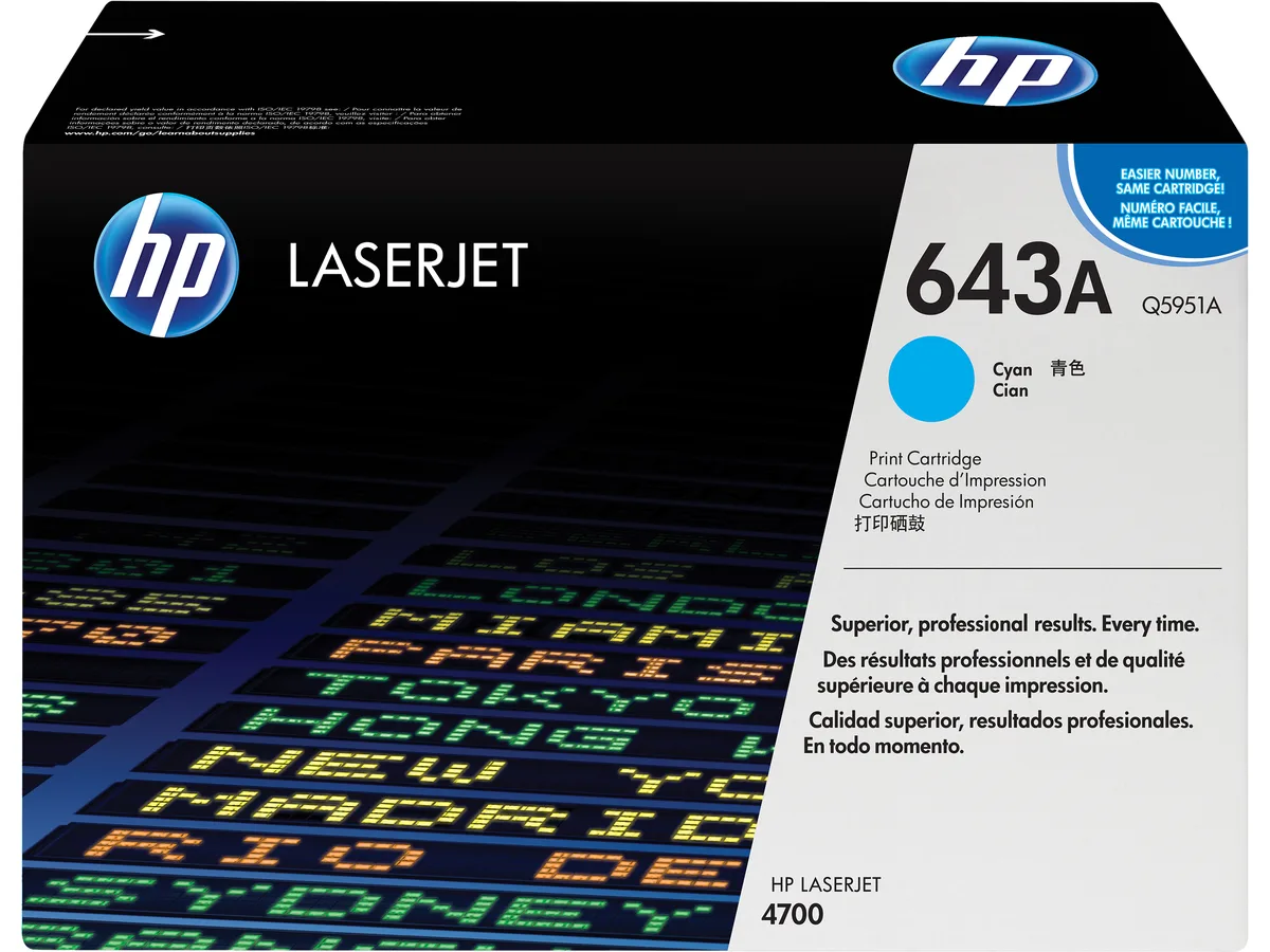 HP HP Q5951A 643A Cyan Toner Cartridge 10000 Pages — product photo