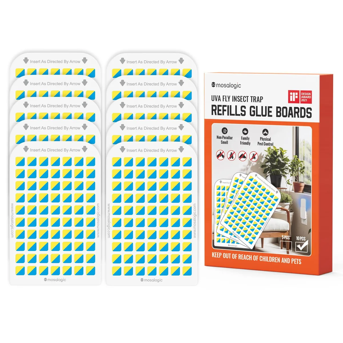 Meterk GB1002 Blue Sticky Glue Cards 10-pack 2.5 in x 4 in x .01 in — product photo