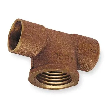 Bronze tee trap fitting with three connections, half inch size