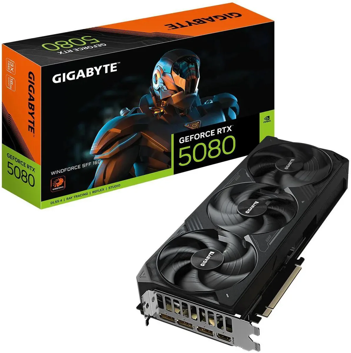 GIGABYTE GIGABYTE WINDFORCE GeForce RTX 5080 16GB GDDR7 GV-N5080WF3-16GD graphics card — product photo