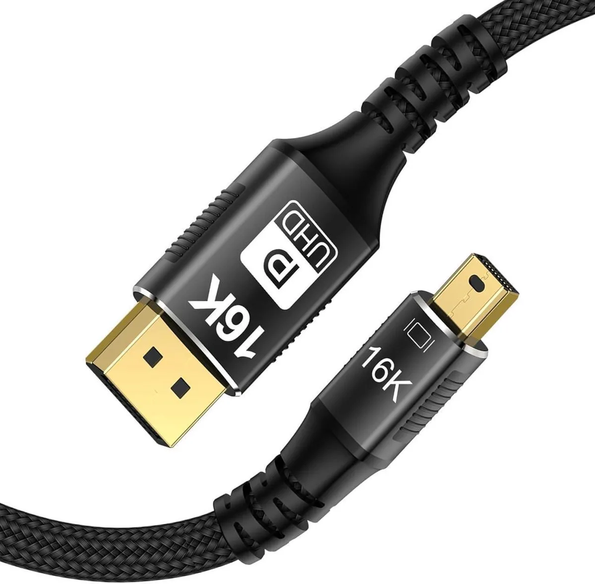SMUGDESK SMUGDESK Mini DisplayPort to DisplayPort 2.1 Cable 16K 60Hz 80Gbps HDR Black 3.3ft Thunderbolt Compatible — product photo