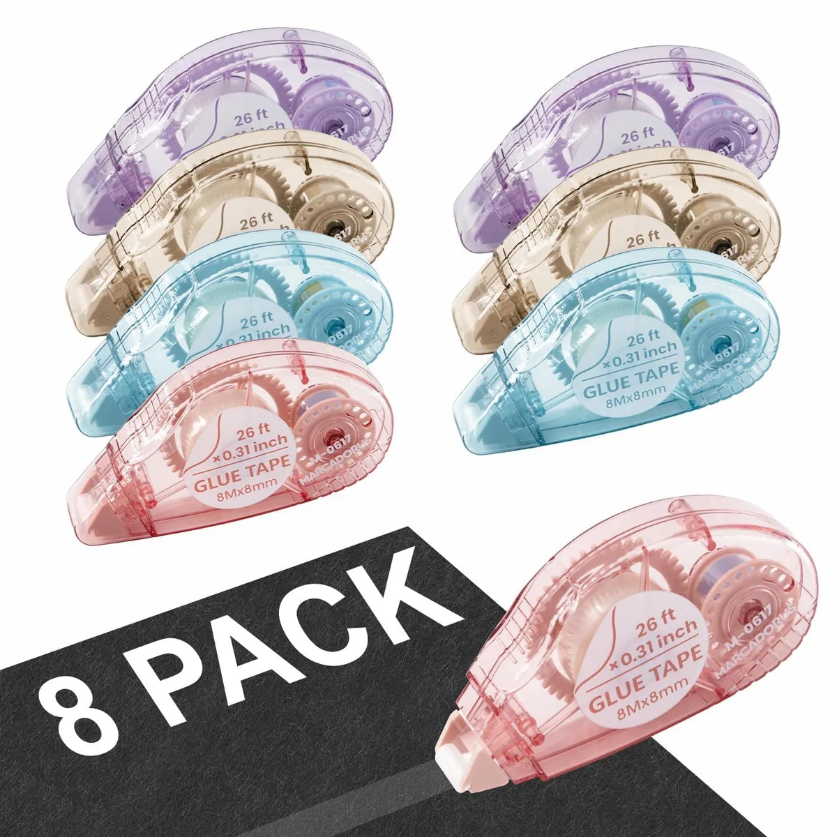  MARCADORUS M-0617 Double-Sided Glue Tape Runner 8 Pack 208 ft — product photo