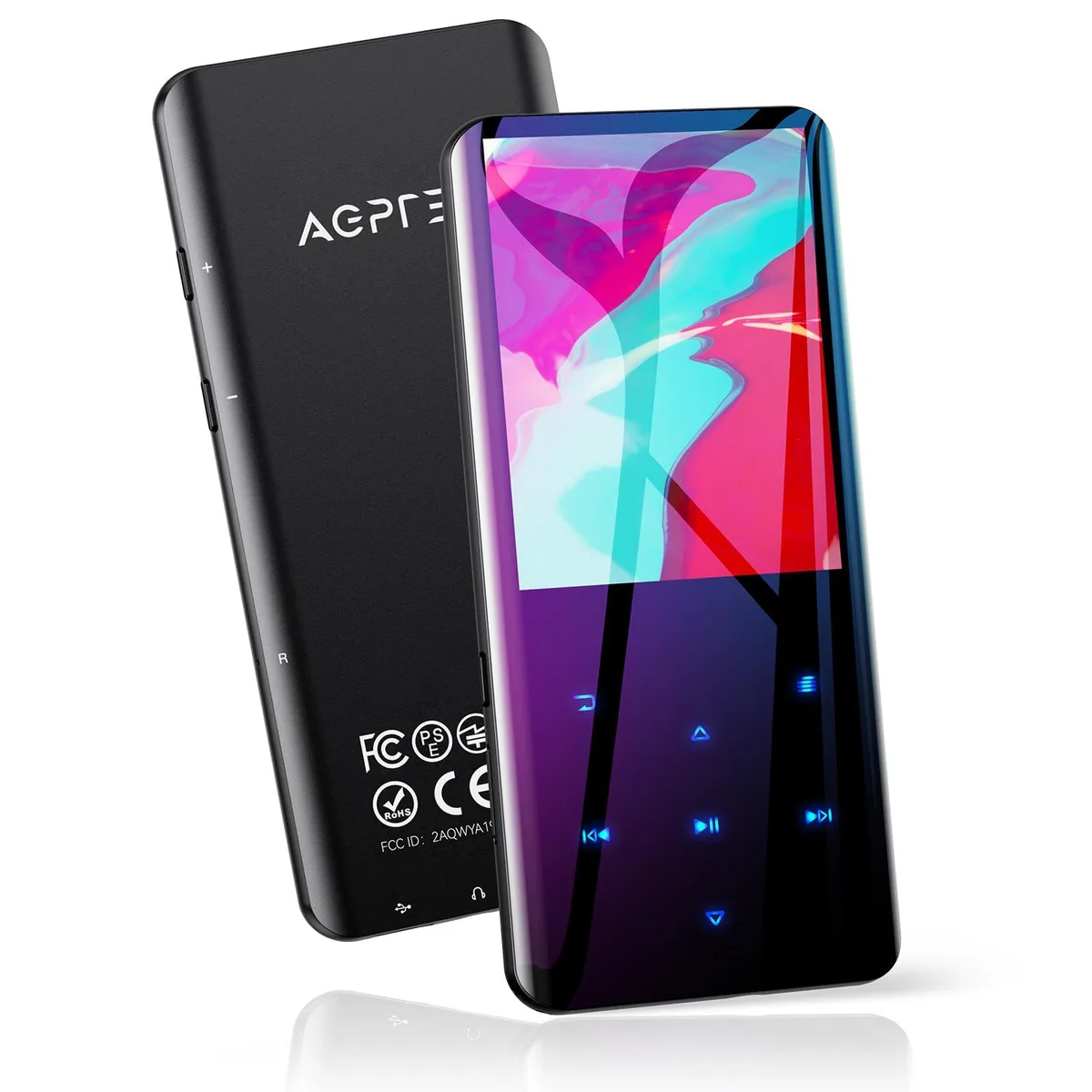  AGPTEK A19PL 64GB MP3 Player Bluetooth 5.3 2.4" Curved Screen Black — product photo