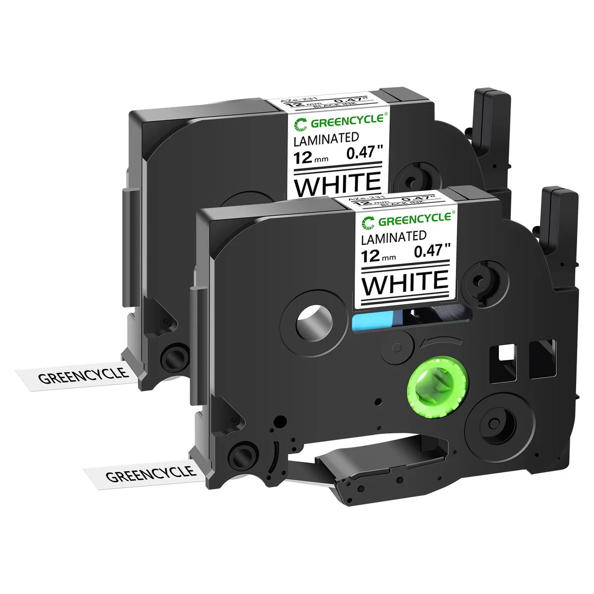 GREENCYCLE GREENCYCLE 2 Pack 12mm 0.47'' Laminated White Tape Printer Ribbon — product photo