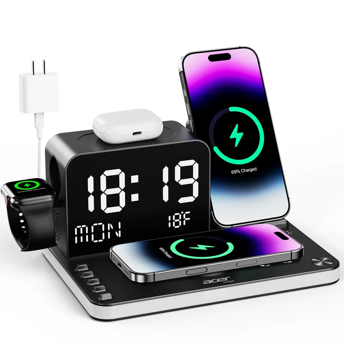 Acer S1 7-in-1 Wireless Charging Station Black — product photo