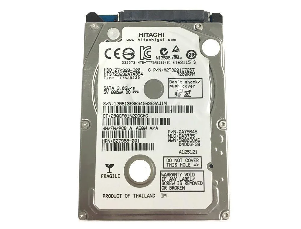 Hitachi, Ltd. Hitachi, Ltd. Travelstar Z7K320 HTS723232A7A364 320GB 7200RPM SATA 2.5" internal hard drive — product photo
