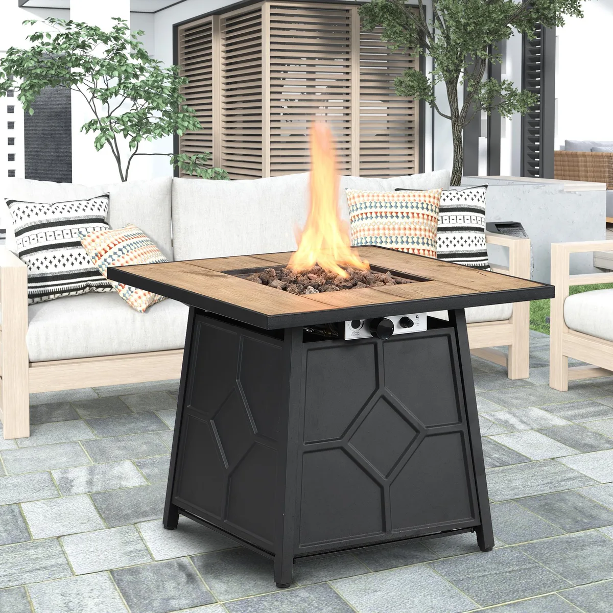 tuphen tuphen 28-inch Square 40000 BTU Propane Fire Pit Table Brown — product photo