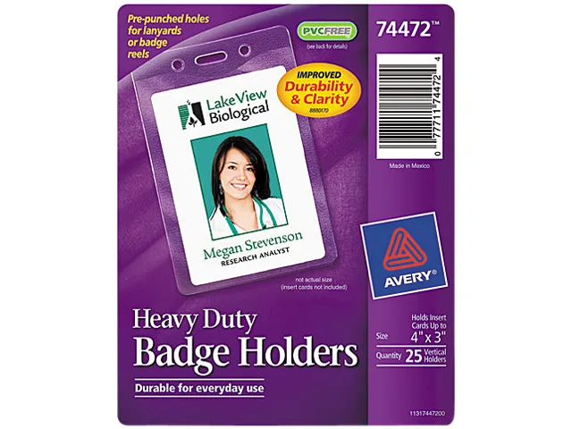 Clear vertical badge holders in a pack of 25