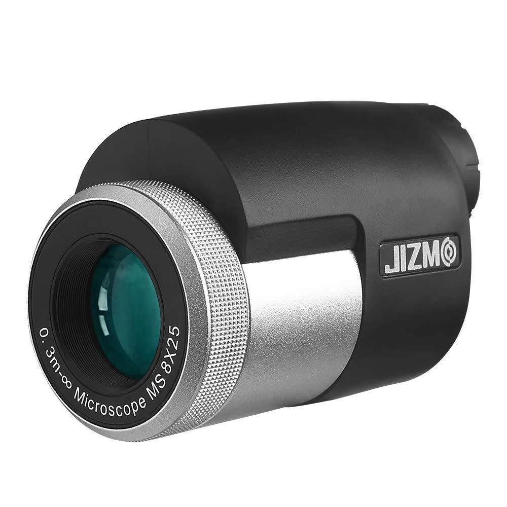  Jizmo MS825 8x25 Monocular 6.5° 342ft/1000yd 1ft Close Focus BAK4 FMC Black — product photo