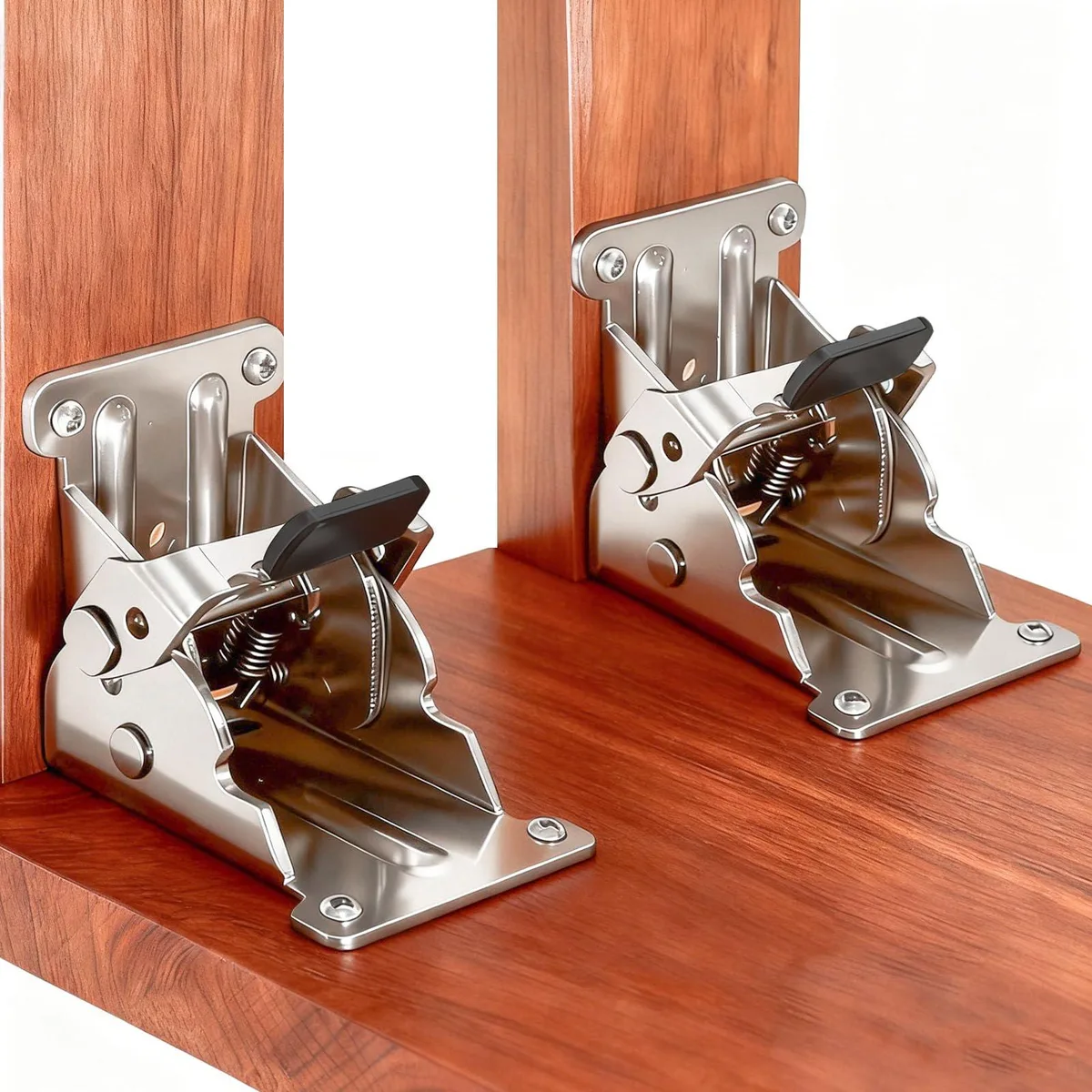 TZWXHDM 2 Pack Folding Brackets 0°-90°-180° Self-Lock Hinge Black Steel — product photo