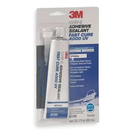 White 3 oz tube of polyurethane adhesive sealant