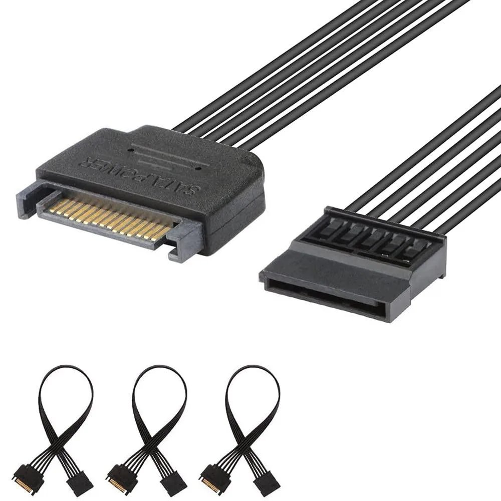 Vszerda Vszerda SATA 15 Pin Power Extension Cable 10 inch Male to Female 3 Pack Black — product photo